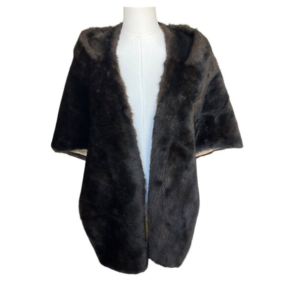 Regina Glenara Jackets & Blazers - Regina Glenara Glenoit Brown Faux Fur Vintage Stole Vtg Chocolate Glam Mob Wife